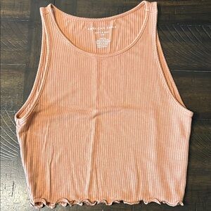 American Eagle Outfitters Orange Ribbed Crop Tank Top